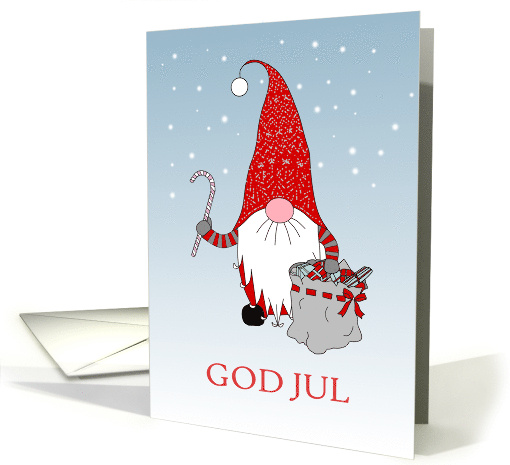 Christmas Greeting in Swedish with Fun Gnome Blank Inside card