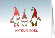 Merry Christmas in French Three Gnomes in the Snow Blank Inside card