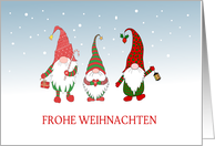Merry Christmas in German Three Gnomes in the Snow Blank Inside card