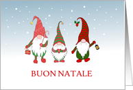 Merry Christmas in Italian Three Gnomes in the Snow Blank Inside card