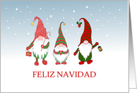 Merry Christmas in Spanish Three Gnomes in the Snow Blank Inside card