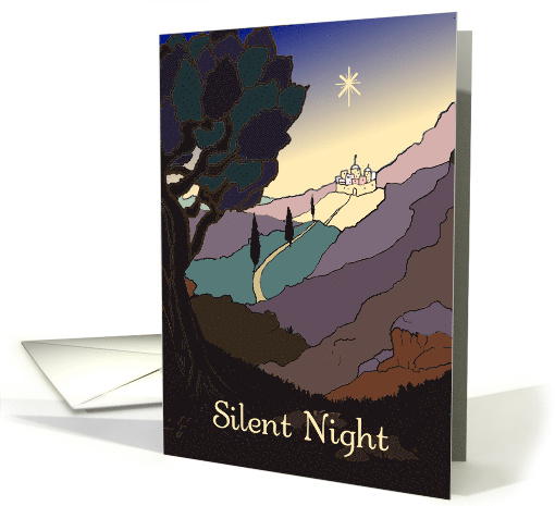 Christmas Greeting Silent Night Road to Bethlehem with Star card