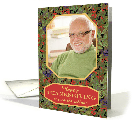 Thanksgiving Photo Upload Across the Miles Fall Fruits Pattern card
