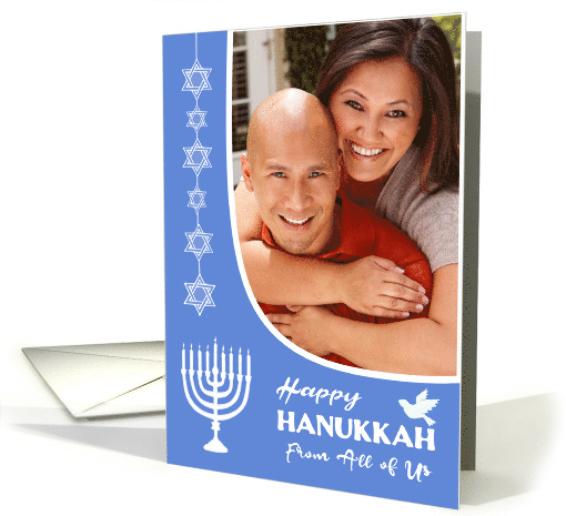 Hanukkah Photo Upload From All of UsMenorah Dove Star of David card