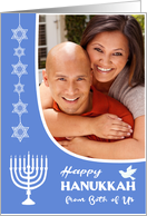 Hanukkah Photo Upload From Both of Us Menorah Dove Star of David card