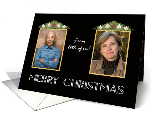 Christmas Roses Two Photos Upload From Both of Us Art Deco Style card