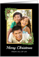 Christmas Photo Upload From All of Us with Christmas Roses on Black card