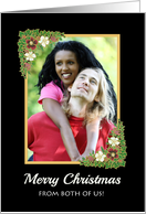 Christmas Photo Upload From Both of Us with Christmas Roses on Black card