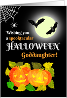 For Goddaughter Halloween with Bats Pumpkins and Spider card