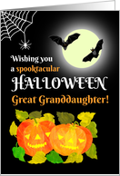 For Great Granddaughter Halloween with Bats Pumpkins and Spider’s Web card