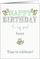 For Aunt Birthday with Dog Roses and Polkas card
