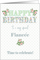 For Fiancee Birthday with Dog Roses and Polkas card