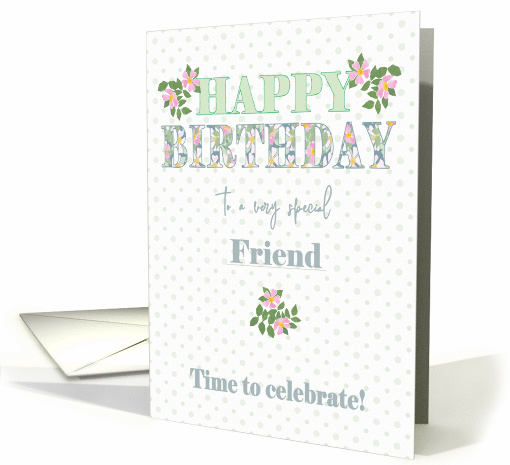 For Friend Birthday with Dog Roses and Polkas card (1746812)