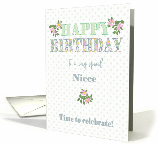 For Niece Birthday with Dog Roses and Polkas card (1746826)