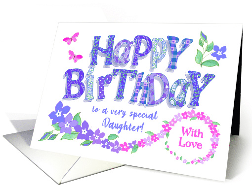 For Daughter Birthday Pretty Pink Blue Periwinkle Flowers... (1747176)