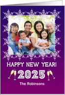 New Year 20245Photo upload with Snowflakes and Champagne card