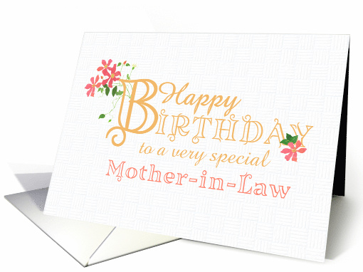 For Mother in Law Birthday Greetings with Clematis Flowers card