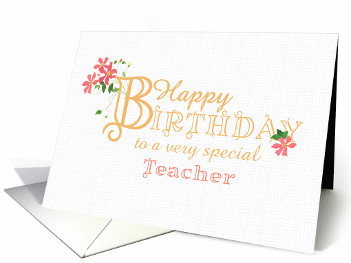 For Teacher Birthday Greetings with Clematis Flowers card (1747524)