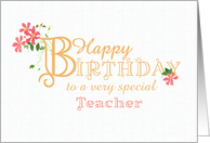 For Teacher Birthday Greetings with Clematis Flowers card