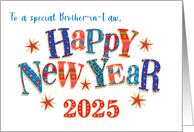 For Brother in Law New Year 2025 with Stars and Word Art card
