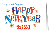 For Godfather New Year 2024 with Stars and Word Art card