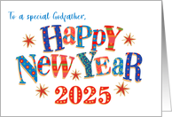 For Godfather New Year 2025 with Stars and Word Art card