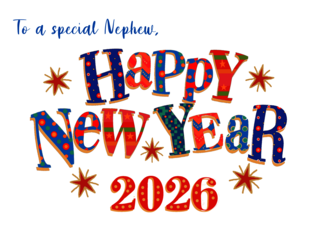 For Nephew New Year 2026 with Stars and Word Art