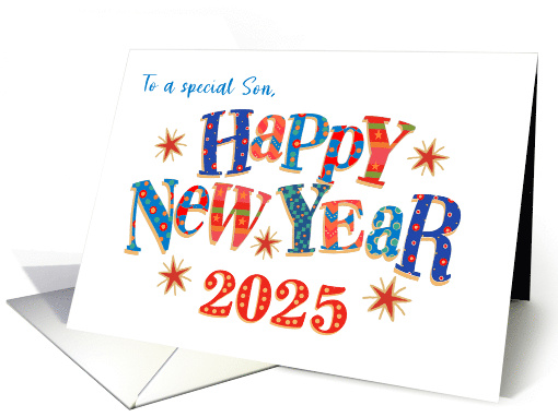 For Son New Year 2025 with Stars and Word Art card (1747732)