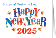 For Daughter in Law New Year 2025 with Stars and Word Art card