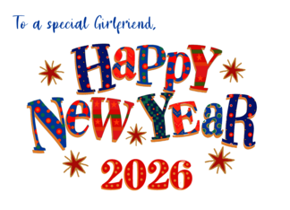 For Girlfriend New Year 2026 with Stars and Word Art