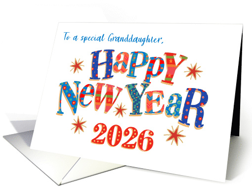For Granddaughter New Year 2026 with Stars and Word Art card (1747816)