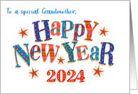 For Grandmother New Year 2024 with Stars and Word Art card