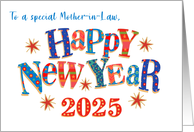 For Special Mother in Law New Year 2025 with Stars and Word Art card