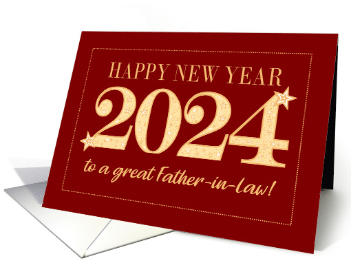 For Father in Law New Year 2024 Gold Effect on Dark Red... (1748058)
