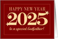 For Godfather New Year 2025 Gold Effect on Dark Red with Stars card