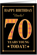 Custom Name or Relation 70th Birthday with Orange Tartan on Black card