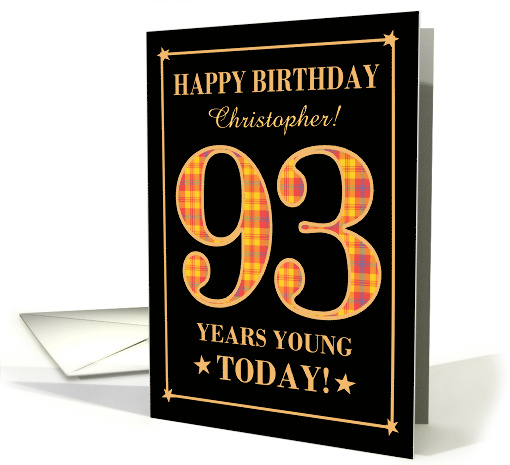 Custom Name or Relation 93rd Birthday Orange Plaid on... (1748430)