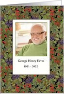 Memorial Service or Funeral Invitation Photo Upload Berries Pattern card