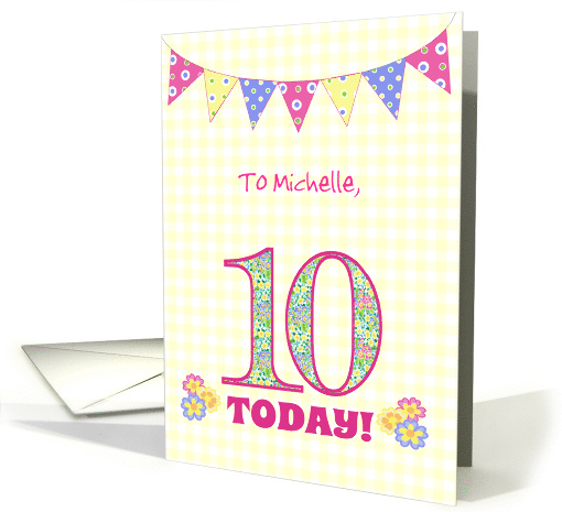 Custom Name Michelle 10th Birthday with Primrose Flowers... (1749594)