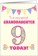 For Granddaughter 9th Birthday with Primrose Flowers and Bunting card