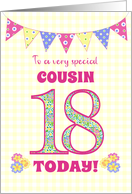 For Cousin 18th Birthday with Primrose Flowers and Bunting card