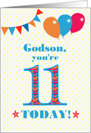 For Godson 11th Birthday with Bunting Stars and Balloons card