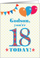 For Godson 18th Birthday with Bunting Stars and Balloons card