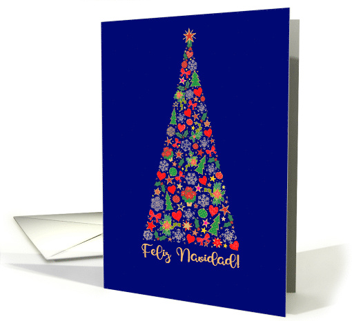 Decorative Christmas Tree Spanish Language Greeting Blank Inside card