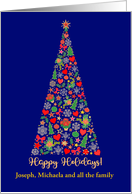 Custom Name Christmas Tree Happy Holidays Stars Snowflakes card