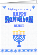 For Aunt Hanukkah Greetings with Menorah and Stars of David card
