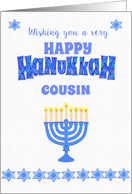 For Cousin Hanukkah Greetings with Menorah and Stars of David card
