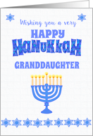 For Granddaughter Hanukkah Greetings with Menorah and Stars of David card