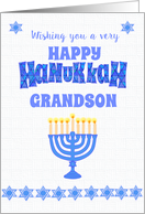 For Grandson Hanukkah Greetings with Menorah and Stars of David card