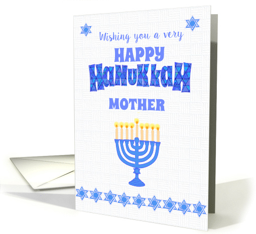 For Mother Hanukkah Greetings with Menorah and Stars of David card